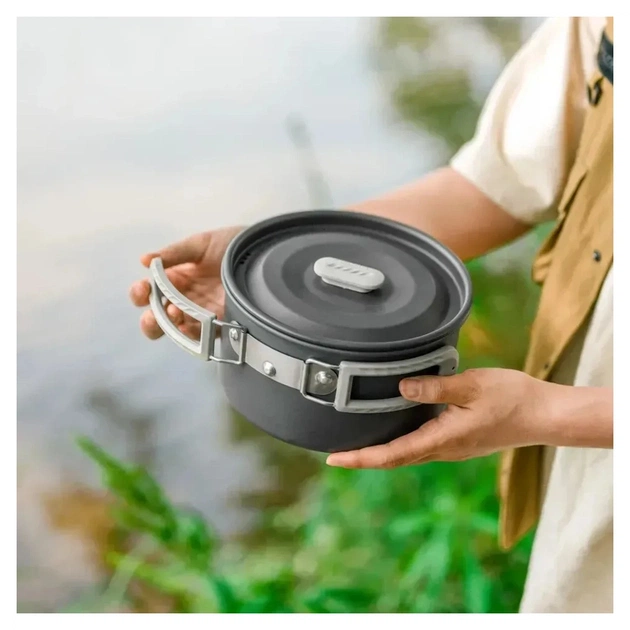 Набір туристичного посуду Naturehike CNK2450CF010, алюміній 2 каструлі, чайник, сковорідка (6976507663281) - picture 9