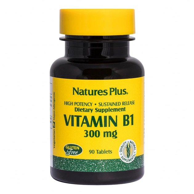Витамин Natures Plus Витамин В1 (Тиамин), Nature's Plus, 300 мг, 90 Таблеток (NAP-01605) - изображение 1