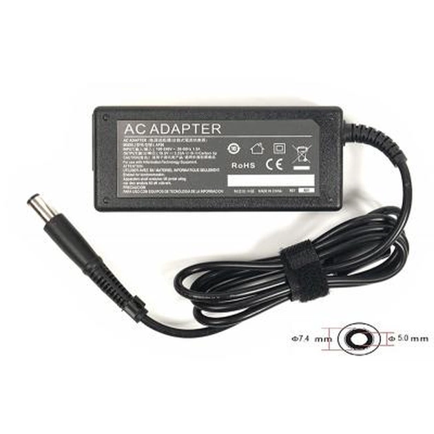 Блок питания к ноутбуку PowerPlant HP 220V, 19.5V 65W 3.33A (7.4*5.0) (HP65G7450) - изображение 1