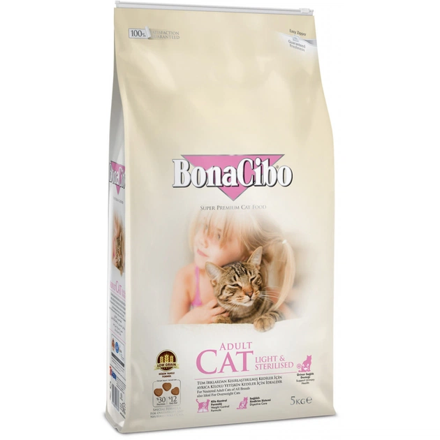 Сухой корм для кошек BonaCibo Adult Cat Light&Sterilized 5 кг (8694686405680) - изображение 1
