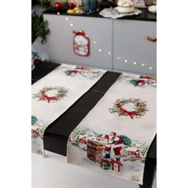 Доріжка на стіл Прованс гобеленова з велюром Снігова зима 40х140 см (036431) - picture 11