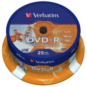 Диск DVD Verbatim 4.7Gb 16X CakeBox 25шт Printable (43538) изображение 1