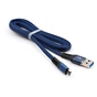 Дата кабель USB 2.0 AM to Micro 5P 1m flat nylon blue Vinga (VCPDCMFNB1B) - зменшене зображення 3