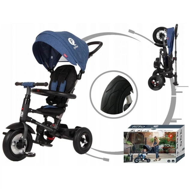 Дитячий велосипед QPlay Rito Rubber Blue складаний триколісний (S380-10BlueRubber) - picture 4