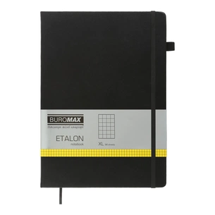 Книга записна Buromax Etalon 210x295 мм 96 аркушів в клітинку обкладинка зі штучної шкіри Чорна (BM.294160-01) зображення 1
