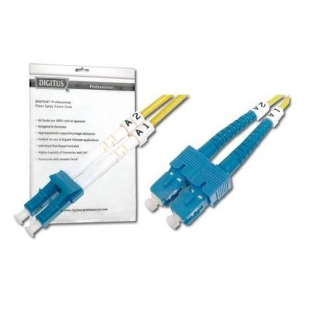 Оптичний патчкорд Digitus LC/UPC-SC/UPC, 50/125, OS2, duplex, 10m (DK-2932-10) - зображення 1