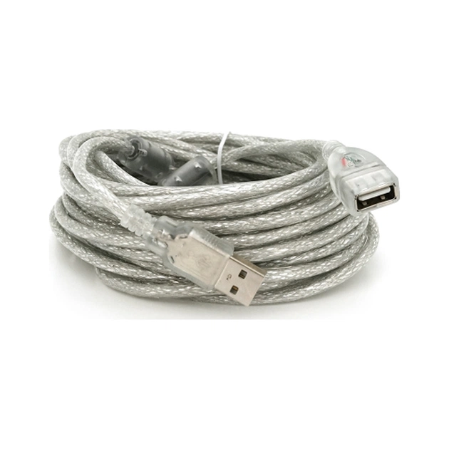 Дата кабель USB 2.0 AM/AF 10.0m ferrite transparent white Voltronic (YT-AM/AF-10TBL) - изображение 1
