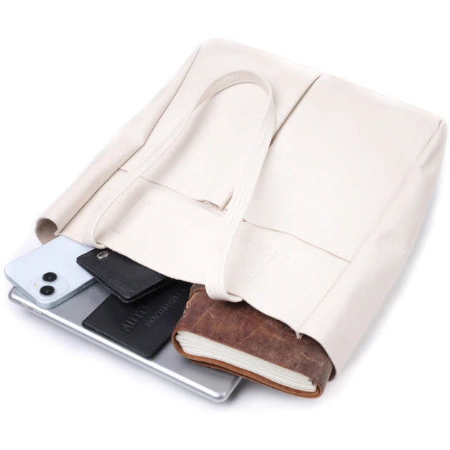 Сумка Shvigel Шопер з натуральної шкіри Бежева (22843) - зображення 9