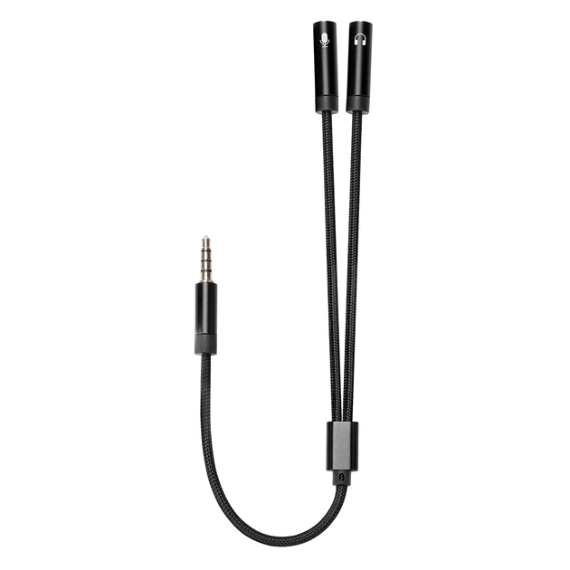 Адаптер ColorWay 3.5 мм - 2х3.5 мм (M/F), 0.28 м, Black (CW-AD-J2FJ) - зображення 1
