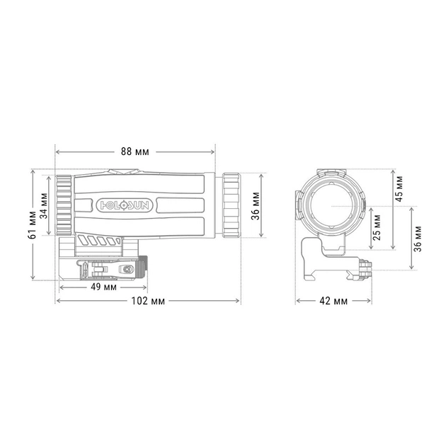 Збільшувач для прицілу Holosun HM3X 3x magnifier (747035) - зображення 5