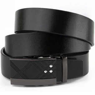 Ремінь Vintage Чоловічий з ромбами на пряжці Чорний (20291) зображення 1