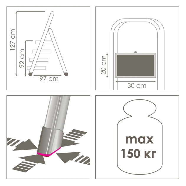 Драбина Eurogold металева 4сх. 2124R (ЕГ-2124R) - picture 5