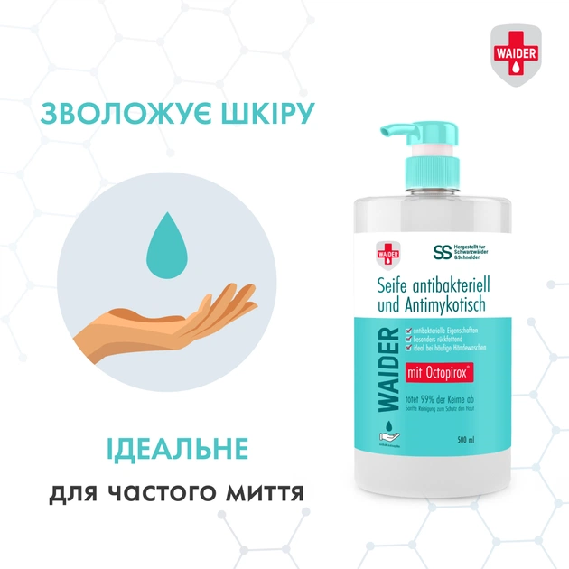 Рідке мило Waider антибактеріальної та протигрибкової дії 500 мл (4823098412106) - picture 4