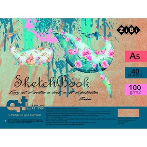 Альбом для малювання ZiBi А5, Скетчбук ART Line 40 аркушів, пружина білий блок (ZB.1494) зображення 1