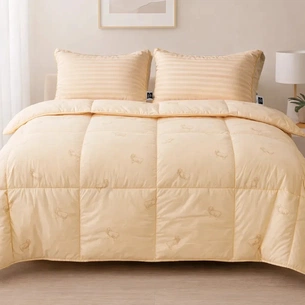 Ковдра MirSon Набір 9562 Gold camel Ковдра зимова Полуторна 140х205 Wool + Подушка 50х70 (2200010806397) зображення 1