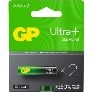 Батарейка Gp AAA LR03 Ultra Plus Alcaline * 2 (24AUP21-SB2 / 4891199218163) зображення 1
