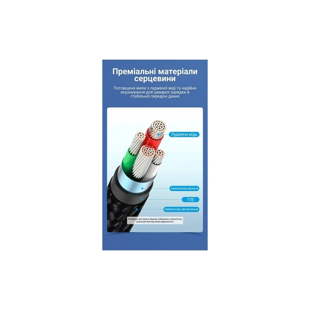 Дата кабель USB 2.0 AM to USB-C 1.5m 3A cotton braided aluminum purple Vention (CODVG) - picture 4