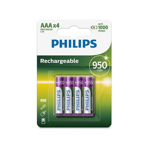 Аккумулятор Philips AAA/HR03 Ni-MH 950 mAh BL 4шт - изображение 1