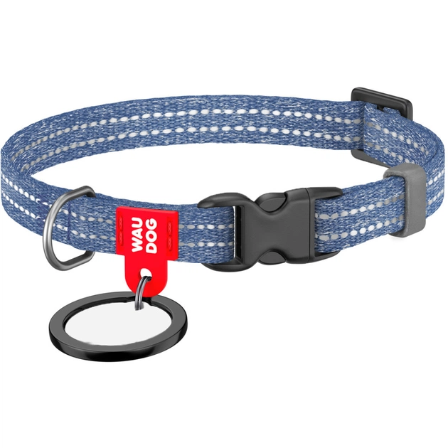 Ошейник для животных WAUDOG Re-cotton с QR паспортом для кошек и мелких пород собак XS синий (164012) - изображение 1