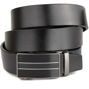 Ремінь Vintage Чоловічий зі смужками на пряжці Чорний (20334) зображення 1