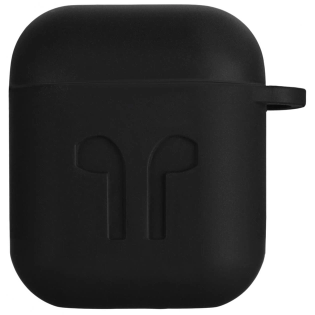 Чохол для навушників 2E для Apple AirPods Pure Color Silicone Imprint 1.5 мм Black (2E-AIR-PODS-IBSI-1.5-BK) - изображение 1