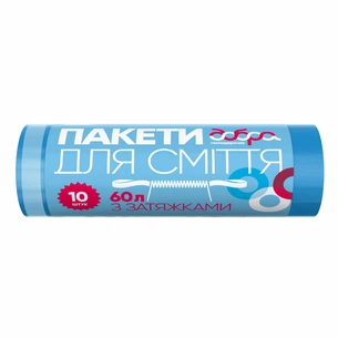 Пакети для сміття Добра Господарочка з затяжками сині 60 л 10 шт. (4820086521741) зображення 1