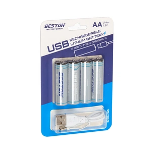 Акумулятор Beston AA USB Type-C 1460mAh 1.5V Li-ion * 4 (2AC-60/AA620265) зображення 1