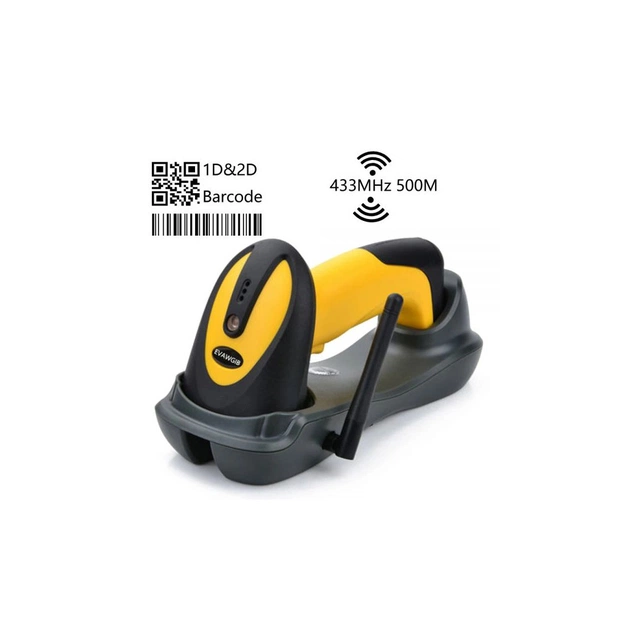 Сканер штрих-коду UKRMARK EV-W2503 2D, 433MHz, USB, IP64, stand, black/yellow (900769) - picture 4