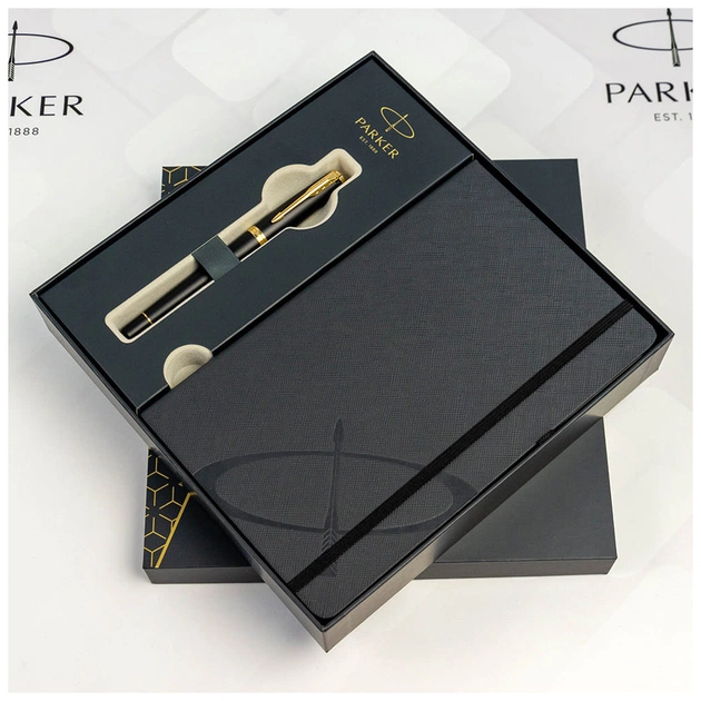 Ручка пір'яна Parker URBAN 17 Muted Black GT  FP F + блокнот Parker + подар.упаковка GIFT24 (30 011b24) - зображення 6