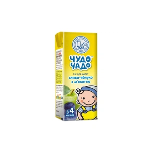 Сік дитячий Чудо-Чадо Сливово-яблучний з м'якоттю, цукром і вітаміном C 200 мл (4820016251700) изображение 1