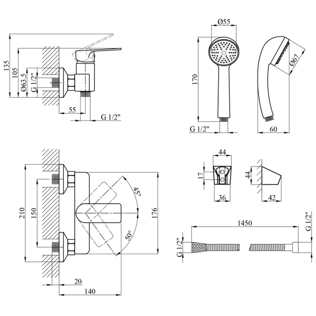 Душовий гарнітур Agua Merida-C050 (CV035428) - picture 6