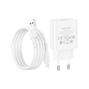 Зарядний пристрій BOROFONE BA74A Aspirer charger set(Micro) White (BA74AMW) зображення 1