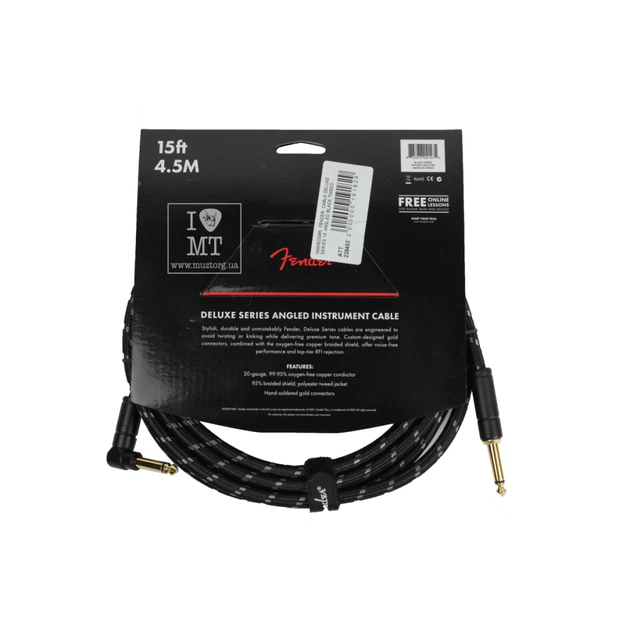 Інструментальний кабель Fender Cable Deluxe Series 15' Angled Black Tweed (228453) - зображення 3