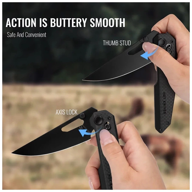 Ніж Hightron Sharplyn, 14C28N, G10 + CF, чорний, чорний клинок (HK01BLK) - picture 12