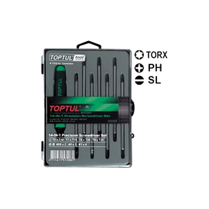 Набір викруток Toptul для точних робіт 14 в 1 (T5-T20,PH,SL) (GAAW0804) зображення 1