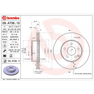 Гальмівний диск Brembo 09.A736.11 зображення 1
