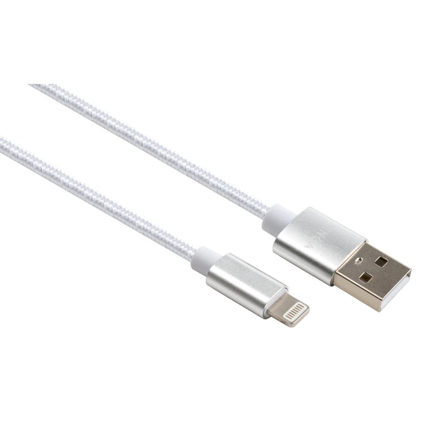 Дата кабель USB 2.0 AM to Lightning 1m nylon silver Vinga (VCPDCLNB1S) - изображение 1