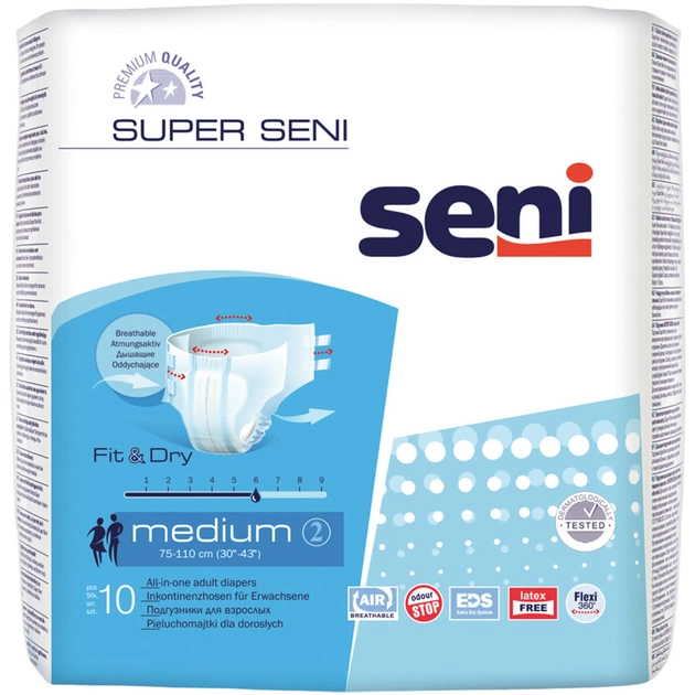 Підгузки для дорослих Seni Super Medium 10 шт (5900516691189) - изображение 1