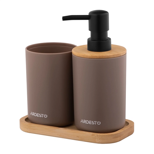 Набір для ванної кімнати Ardesto Minimalism 3 предмети Тауп 360 мл (ARHB3112CB) - picture 1