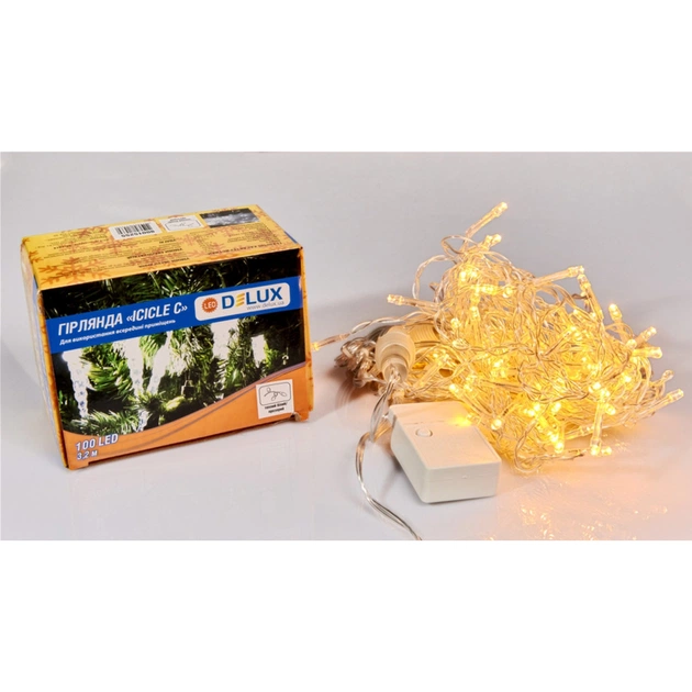 Гірлянда Delux ICICLE С 100 LED 3.2х0.7 м Теплий білий/Прозорий IP20 (90015255) - зображення 1
