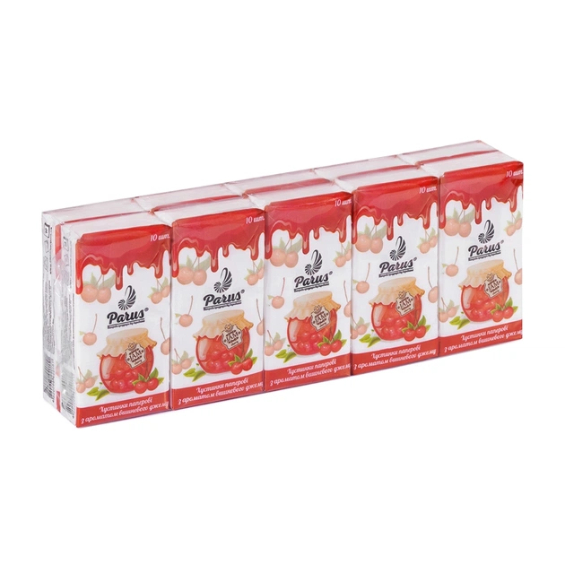 Серветки косметичні Parus Вишня 2 шари 10 шт. х 10 пачок (4820205440151) - picture 1
