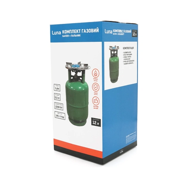 Побутовий газовий балон Voltronic GL-12 5кг (12л) + пальник 20354 Green (GB/GL-12G) - picture 2