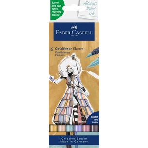 Художній маркер Faber-Castell набір двосторонніх Goldfaber Gofa Sketch Markers Fashion, 6 кольорів (32546) зображення 1
