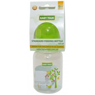 Пляшечка для годування Baby Team з силікон.соскою 125 мл 0+ салат (1400_салатовый) зображення 1