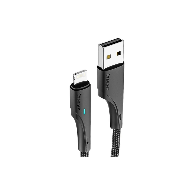 Дата кабель USB 2.0 AM to Lightning 0.25m 2.4A black Essager (EXCL-LSB01) - изображение 1