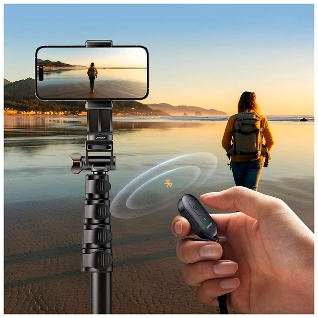 Штатив Ugreen LP680 Selfie Stick Tripod with Bluetooth Remote Black (15609) - зображення 11
