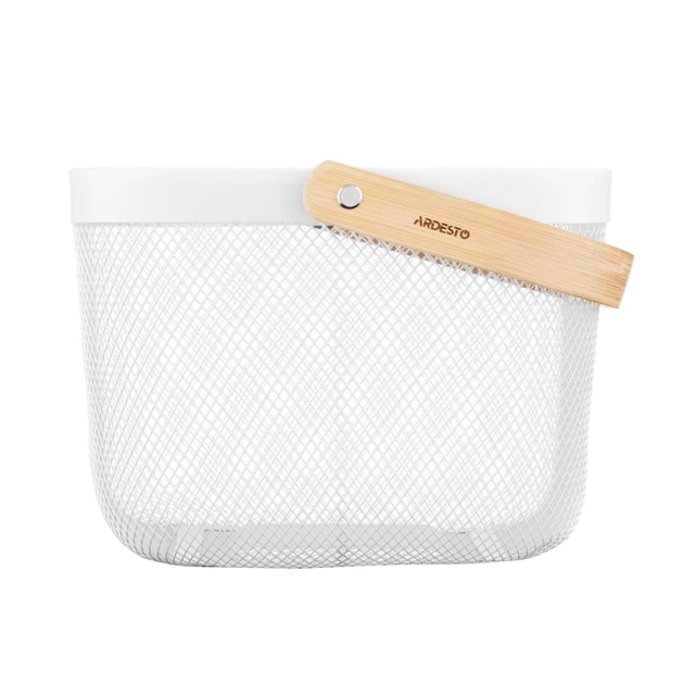 Фруктовниця Ardesto Midori з ручкою 25х24.5х18см, метал, дерево, білий (AR0901W) - picture 3