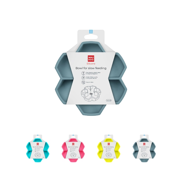 Універсальний посуд для тварин WAUDOG Silicone миска для повільного харчування 450 мл сіра (235311) - picture 6
