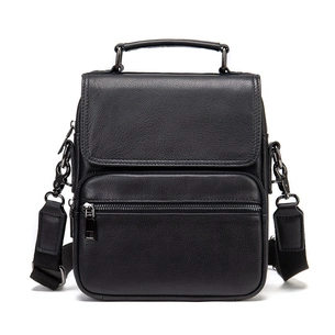 Сумка Vintage Вертикальна чоловіча у м'якій шкірі Чорна (20367) зображення 1