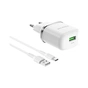 Зарядний пристрій BOROFONE BA36A USB QC3.0 18W + cable USB to USB-C white (6931474716019) - уменьшенное изображение 3
